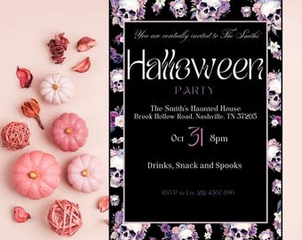 Halloween Party Invitation Template DIY Canva Digital Download Spooky Adult Halloween Canva Template