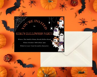 Halloween Party Kids Invitation, Easily Editable Canva Template for Kids Party