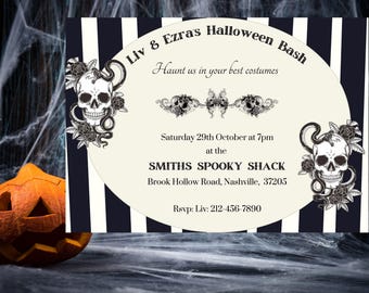 Halloween Party Invitation Template DIY Canva Digital Download Spooky Adult Halloween Canva Template