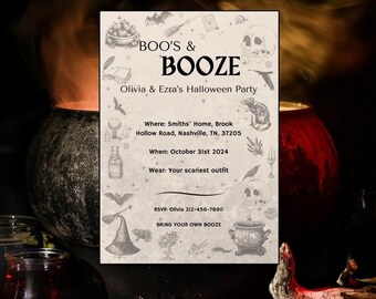Halloween Party Invite Digital Invite Template for Spooky Party DIY Canva Template