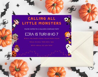Halloween Template Kids Editable Canva Invite for Spooky Party Kids Spooky Night Party Spooky Halloween Birthday Invite DIY