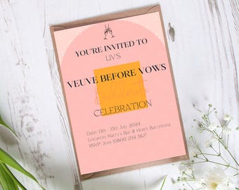 Veuve Before Vows' Bridal Trip Invite Editable DIY Canva Template Customisable Invitation Party Hen Do