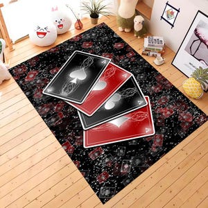 Tapis de poker, tapis de cartes de poker, tapis de cartes à jouer, tapis de jeu, tapis de salle de jeux, tapis de décoration intérieure, tapis cadeau, oeuvres d'art de cartes à jouer, tapis de casino, art de poker, décoration de poker