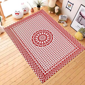 Tappeto decorativo con carte da gioco, tappeto con carte da gioco, tappeto estetico, tappeto con design a carte da gioco, tappeto con stampa rossa, tappeto da soggiorno, tappeto decorativo per la casa