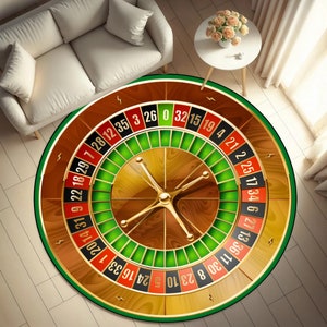 Roulettetafelkleed, casino rond tapijt, decor gokken rond, decoratief speelkamertapijt, roulettetapijt, roulettetapijt, casinotapijt, rond tapijt, rond tapijt