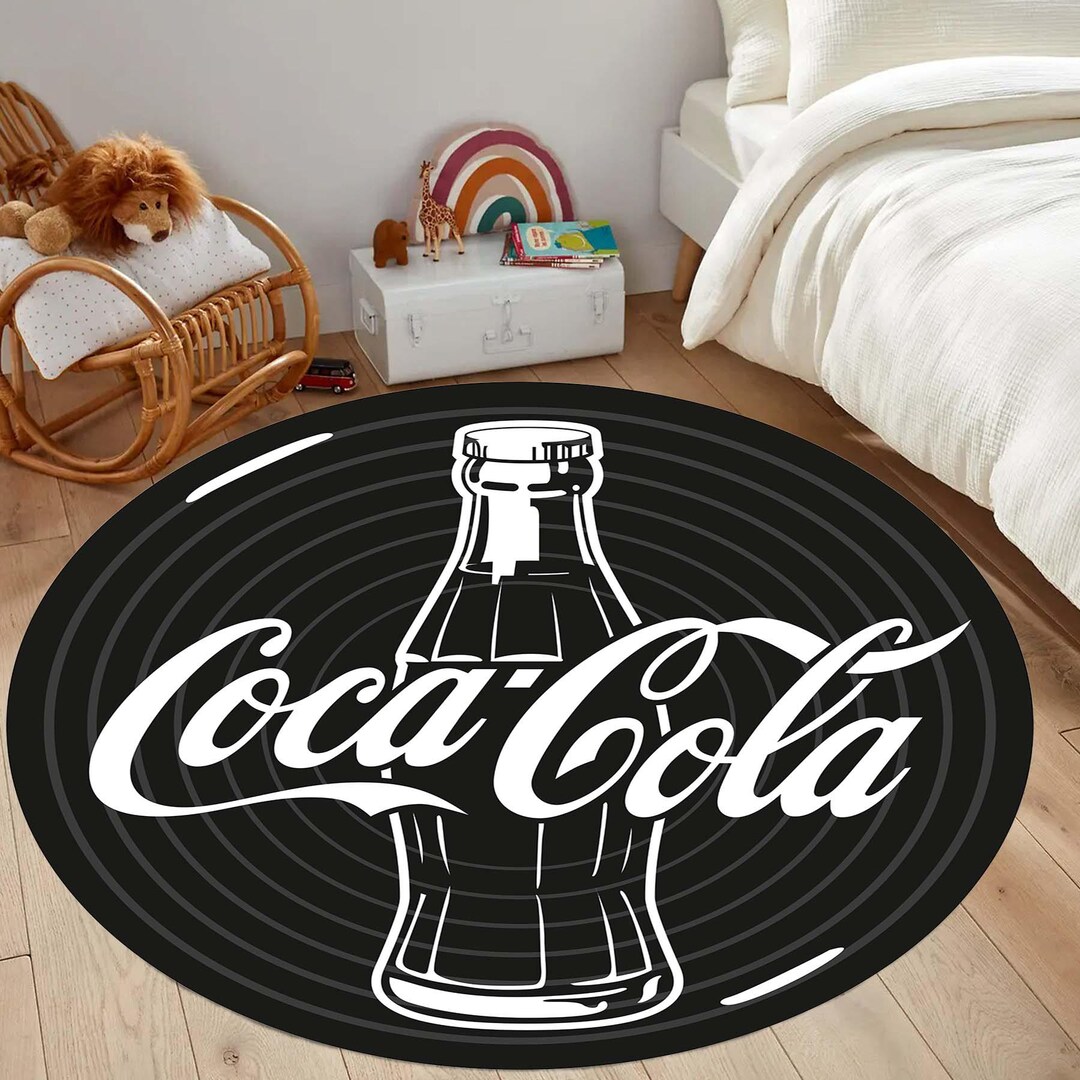 Coca Cola Round Rug Coca Cola Round Rug, Cola Glass Pattern Rug, Circle Rug, Retro Styled ...