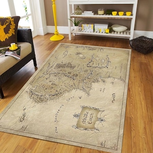 Mittelerde Karte Teppich,Herr Der Ringe,Zauberteppich,Fantastischer Teppich,Lord of,Ring,Floor Teppich,Karte,Retro Karte Teppich,Filme Teppich,historischer Teppich