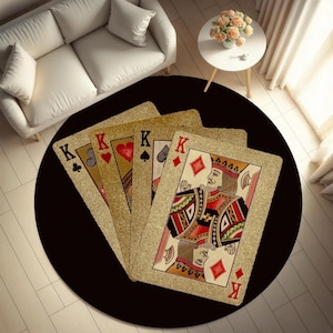 Tapis rond poker cartes, tapis rond poker, tapis rond poker, carte or poker, tapis de casino, tapis rond, tapis de jeu de poker, tapis rond, décor de cartes de poker
