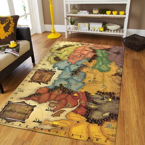 Landkarte Teppich,Herr Der Ringe,Karte mit Vintage Muster,Retro Weltkarte,Fantastischer Teppich,Fantastischer Teppich,Erdkarte,Retro Karte Teppich,Nostalgie Teppich,Landkarte Dekor