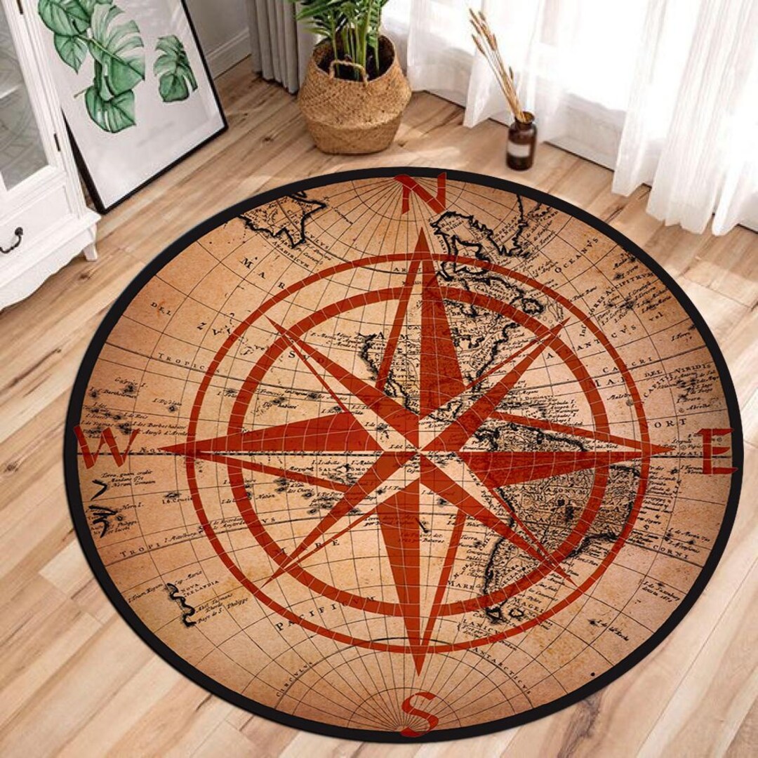 Compass Round Rug,compass Rug,compass Design Rug,aviation Rug,aviation ...