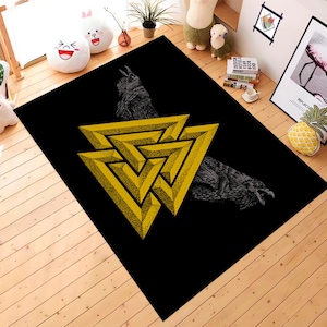 Valknut Symbol,Viking Rug,Viking Decor Rug,Nordic Design,Scandinavian Rug,Norse Mythology Rug,Nordic Rug,Valknut Design Rug,Norse Pagan Rug