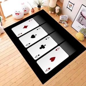 Tapis de cartes de poker, décoration de poker, tapis de poker, tapis de cartes à jouer, tapis de casino, oeuvres d'art pour poker, tapis de jeu, tapis de salle de jeux, tapis de décoration d'intérieur, tapis cadeau, oeuvres d'art de cartes à jouer