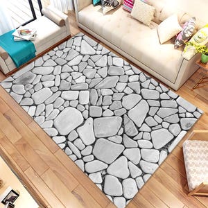 Pebble Stone Rug: Modern Abstract Design, Non-Slip