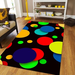 Ronds colorés,Cercles colorés,Motif géométrique,Thème rond,Conception de ronds,Art rond,Décoration d'intérieur,Cadeau pour la maison,Tapis de cuisine,Tapis de salon