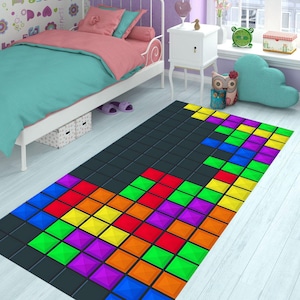 Tetris Runner,Tetris Runner Rug,Tetris Rug,Tetris Game Runner,Retro Game Decor,Arcade Game Rug,Tetris Carpet,Colourful Tetris,Hallway Rug