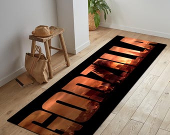 Godzilla Runner Rug: Retro Movie Art, Kids Room Decor, Area Entry Hallway Rug