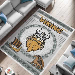 Viking Rug,Scandinavian Rug,Viking Decor Rug,Viking Patterned Rug,Viking Themed Rug,Norse Mythology Rug,Nordic Rug,Area Decor,Living Room