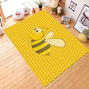 Honeycomb Rug,Bee Rug,Honey Rug,Bee Themed Rug,Honey Bee Rug,Bee Themed Kitchen Decor,Living Room Rug,Kitchen Rug,Design Rug,Bee Pattern Rug