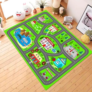 Autowegdeken, autoracekleed, speelkleed, tapijt stadsplan, decor kinderkamer, verkeerskleed, speelkleed voor kinderen, educatief tapijt, decor kinderkamer, cadeau voor kinderen