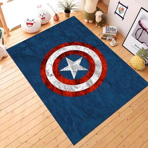 Captain America Design Rug, Captain America 3D Print, Captain America Patterned Rug, Captain America Themed Rug, Captain America Carpet