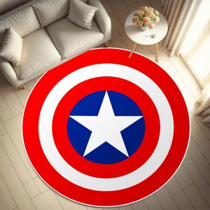 Captain America Round,Superhero Round,Captain America Circle,Boys Room Rug,Round Rug,Circle Rug,Shield Rug,Superhero Movies Rug,Gift For Him