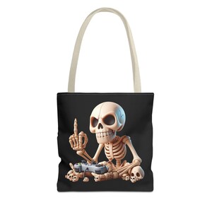 Tote Bag (AOP) Skeleton Bad boy 3D Cartoon , Halloween Geschenk , Schwarz , Herbst , Geschenk für sie , Geschenk für ihn , Geschenk für Kind