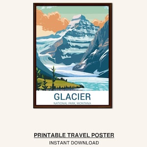 Glacier Wall Art - Printable Montana Wall Art, National Park Print, Printable Montana Art, Glacier Scenery Print, National Park Décor