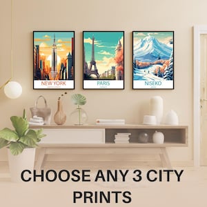 Custom Set Of 3 City Prints - Custom City Prints, Custom Travel Prints, Personalized City Art, City Prints Set, Printable City Poster