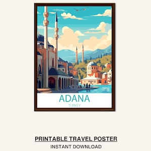 Arte mural de la ciudad de Adana: arte mural imprimible de Turquía, impresión de viaje, impresión artística de viaje a Turquía, regalo de viaje, arte del paisaje de Adana, decoración del hogar