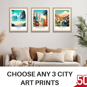 Custom Set Of 3 City Prints - Custom City Prints, Personalized Travel Art, Personalized City Art, Cityscape Print Set, Printable City Poster