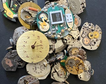 WATCH PARTS  battery powered watches  movements - Steampunk parts - R48 Listing is for all the watch parts seen in photos