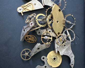 Vintage pocket Watch movement parts - Pocket watch plates gears Steampunk - Scrapbooking E46