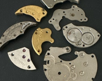 Vintage metal pocket Watch movement parts- Steampunk - pocketwatch plates K16