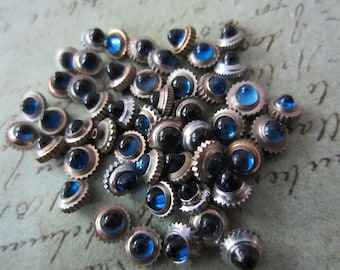 Vintage Sapphire Watch parts crowns - Steampunk - Jewelled winding crowns - lot of 4 - Scrapbooking M32
