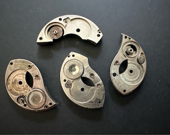 Vintage metal pocket Watch movement parts- Steampunk - pocketwatch plates K16