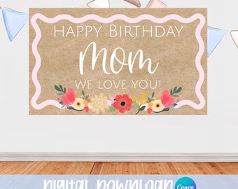 Elegant Woman's Birthday Banner Template, Editable In Canva, Instant Download, Mockup