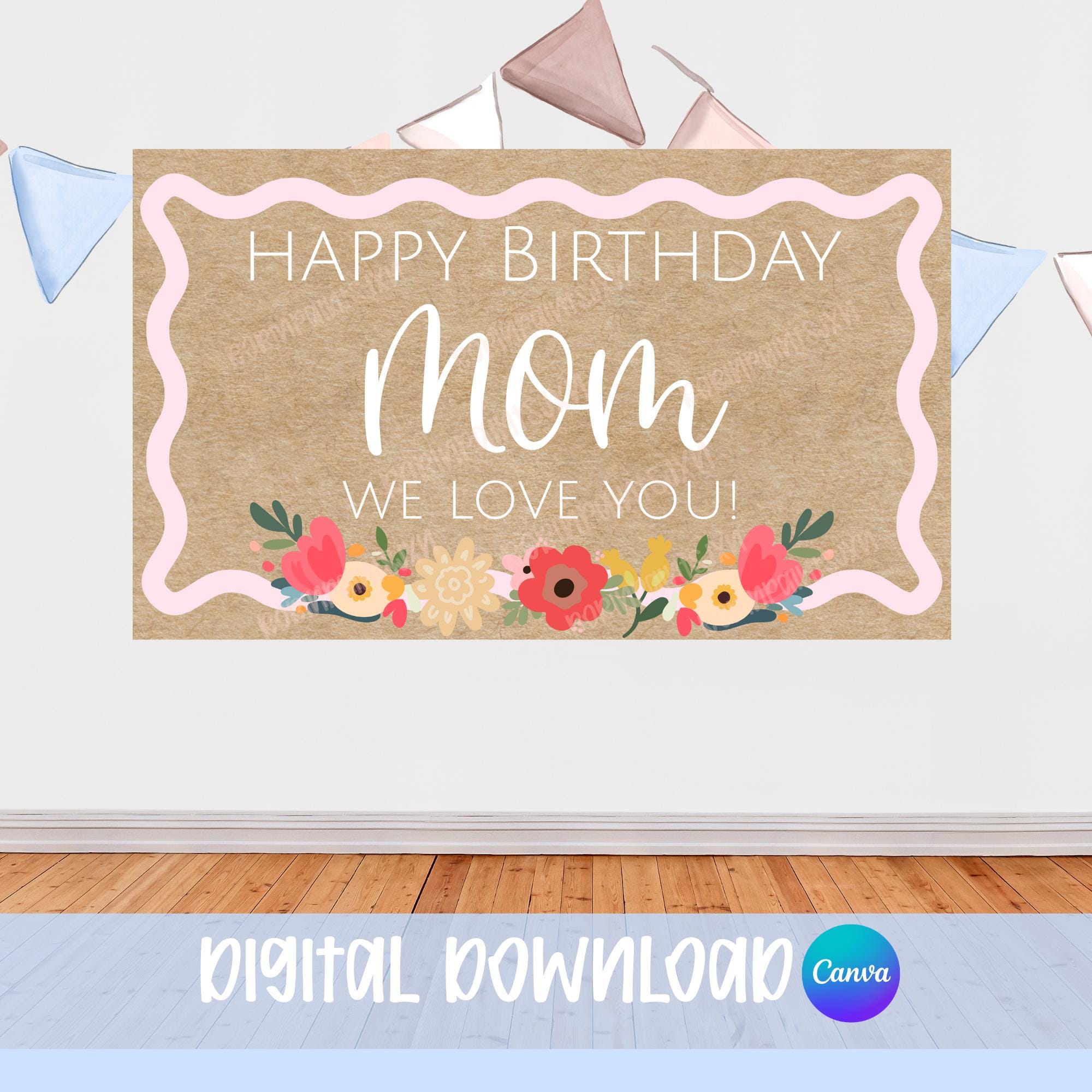 Happy Birthday Mum Banner – Rose Gold Wimpelkette, 1,8 M Lang, Für Mutter, Oma, Beste Mama, Partydekoration