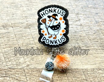 Honkus Ponkus goose acrylic badge reel