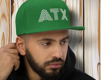 ATX Baseball Cap In Kelly Green • Austin TX / Austin Texas classic adjustable snapback hat with white embroidery