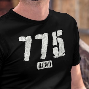 RENO Shirt, Unisex W. Distressed Vintage Textur • Raue Schablone Street Art Stil 775 Area Code Design, Reno NV Shirt / Reno Nevada Geschenk