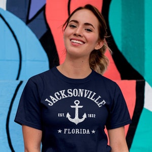 JACKSONVILLE Shirt, Unisex In Black / Navy / Dark Heather • Jacksonville FL uniek nautisch ontwerp met anker, Jacksonville Florida cadeau