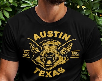 AUSTIN Bat Illustration Design T-Shirt, Unisex • Established 1839, Moving to Austin Texas housewarming gift, Keep Austin Weird, Austin fc