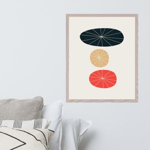 16x20 Physical Art Print Mid Century unframed wall decor, abstract, giclee print, earth tones, modern minimal aesthetic art, red and black image 1