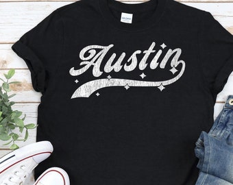 AUSTIN Shirt, Unisex • Austin Texas baseball style design w. distressed vintage texture, ATX Austin TX gift, Texas shirt, keep Austin weird