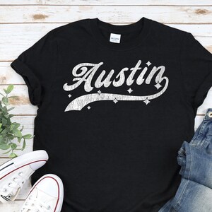 AUSTIN Shirt, Unisex • Austin Texas baseball style design w. distressed vintage texture, ATX Austin TX gift, Texas shirt, keep Austin weird