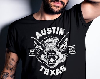 AUSTIN Bat Illustration Design T-Shirt, Unisex • Established 1839, Moving to Austin Texas housewarming gift, Keep Austin Weird, Austin fc