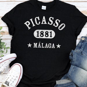 PICASSO T-Shirt in Black, Navy, or Dark Heather • White print with vintage-inspired texture