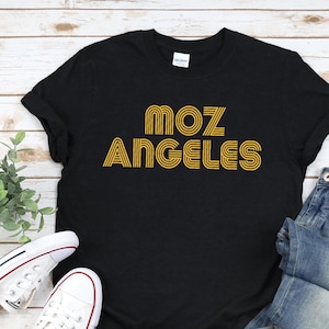 MOZ ANGELES Shirt, Unisex In Black / Navy / Dark Heather • Fan gift for her / him, UK Alternative music, Morrissey shirt, The Smiths shirt