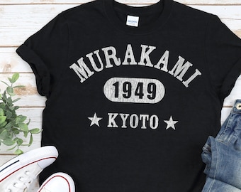 HARUKI MURAKAMI Shirt, Unisex • Kyoto 1949, classic athletic style in white with vintage inspired texture, Japanese literature / author