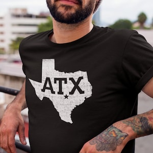ATX Austin TX T-Shirt, Unisex With Distressed Texture • Moving to Austin Texas housewarming gift, unique graphic tee, Keep Austin Weird FC